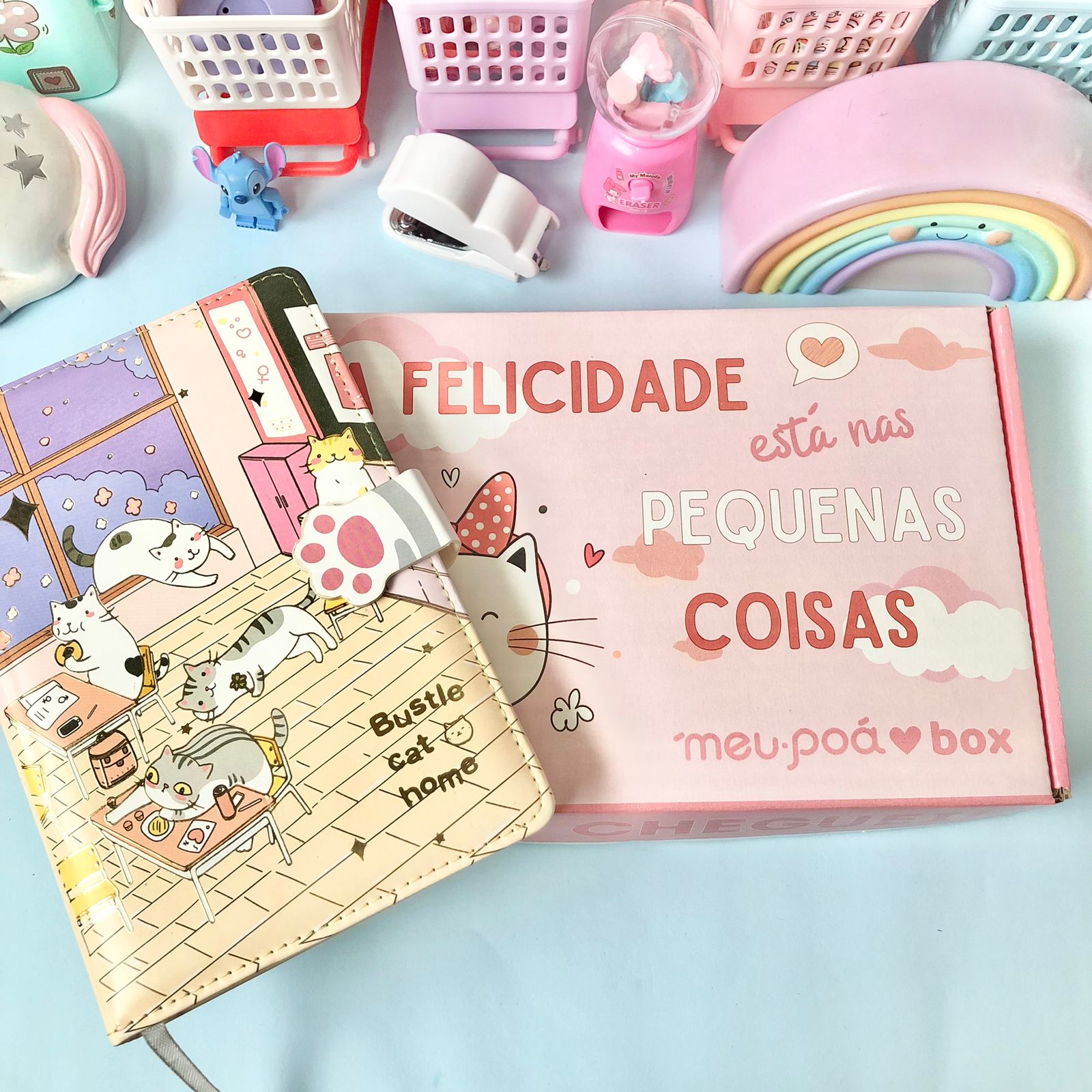 Caixa Papelaria Kawaii Fofa 25 Itens