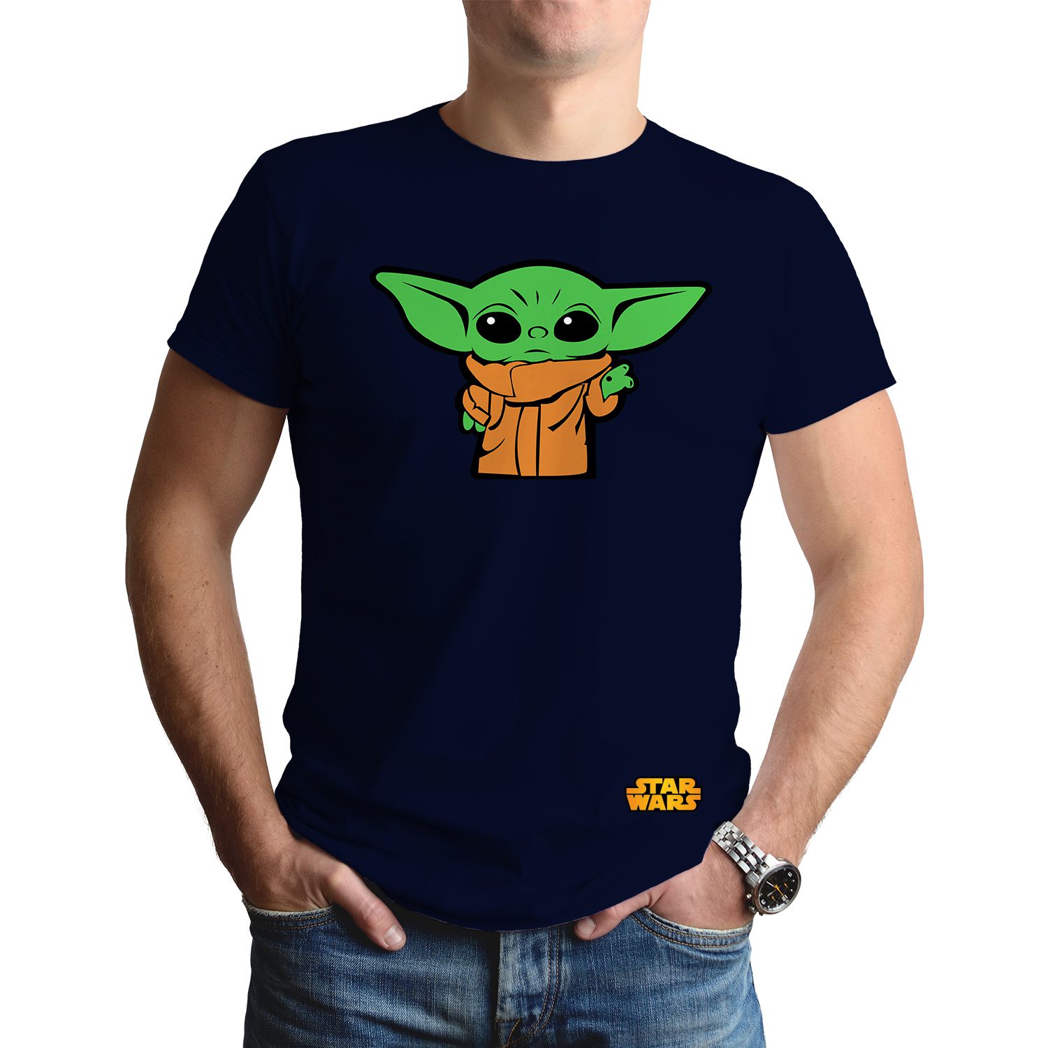 Camiseta Masculina Manga Curta Yoda Star Wars Branco