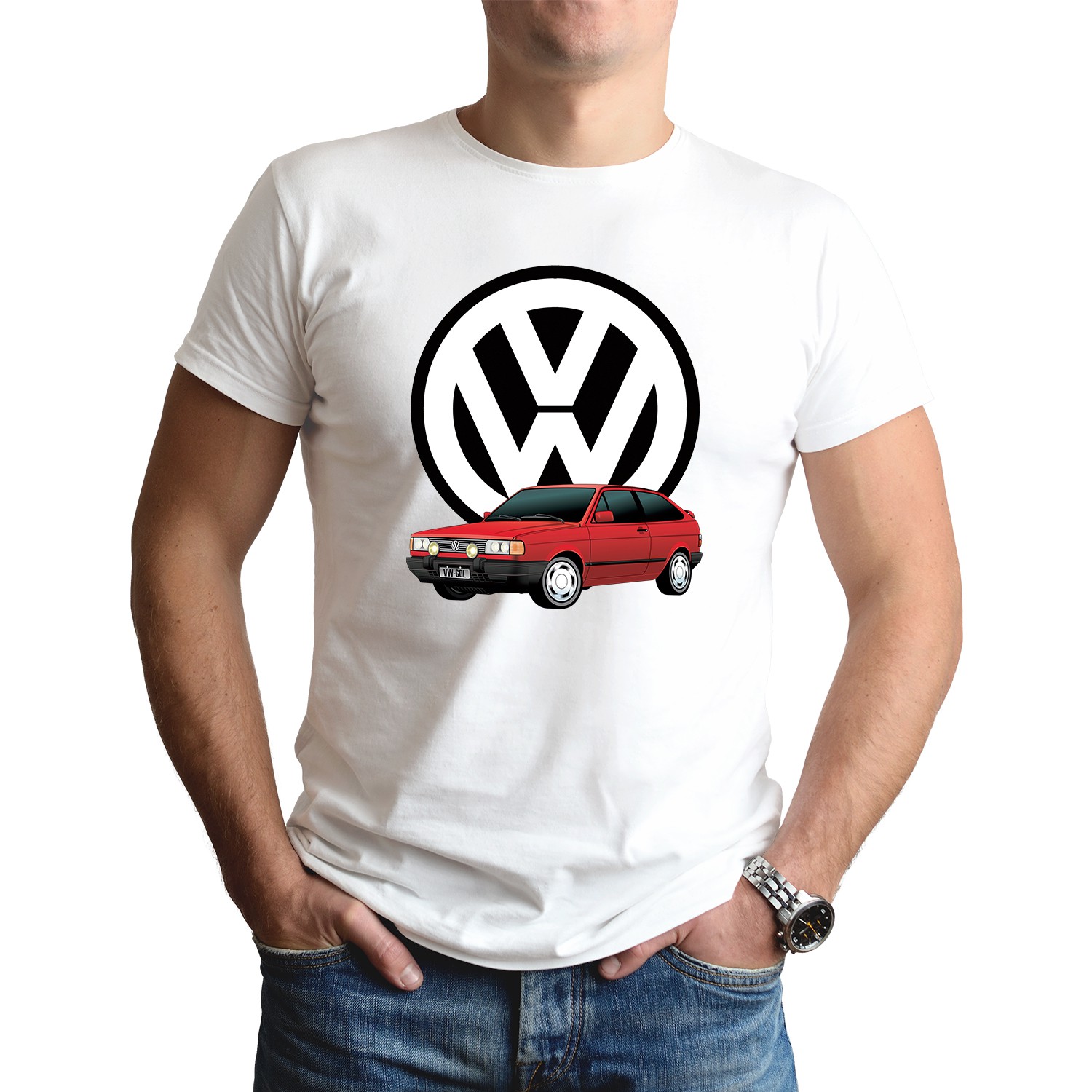 Camiseta VW Gol GTI Quadrado Classico Vintage Renzo Moletons Masculinos e Femininos Camisetas
