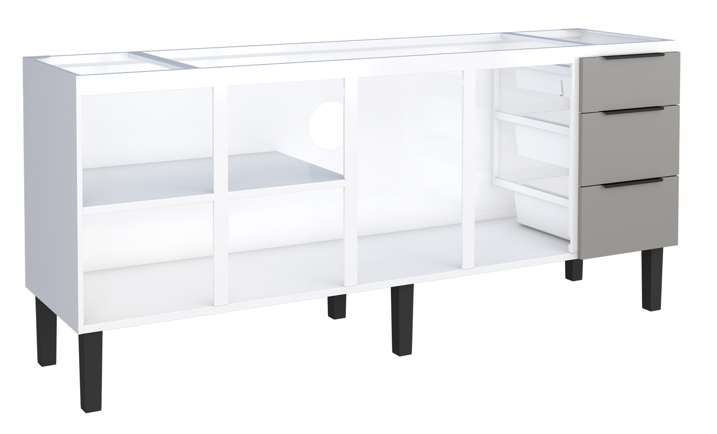Gabinete de Cozinha em Aço Júpiter 192cm Cinza para Pia de 200cm