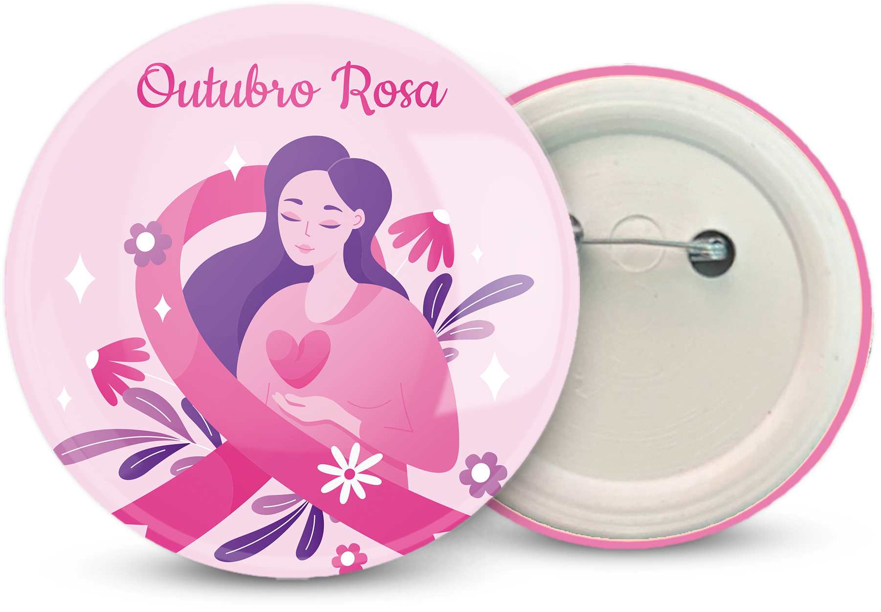 Botton Outubro Rosa Personalizado 5,5CM - Tecbotton