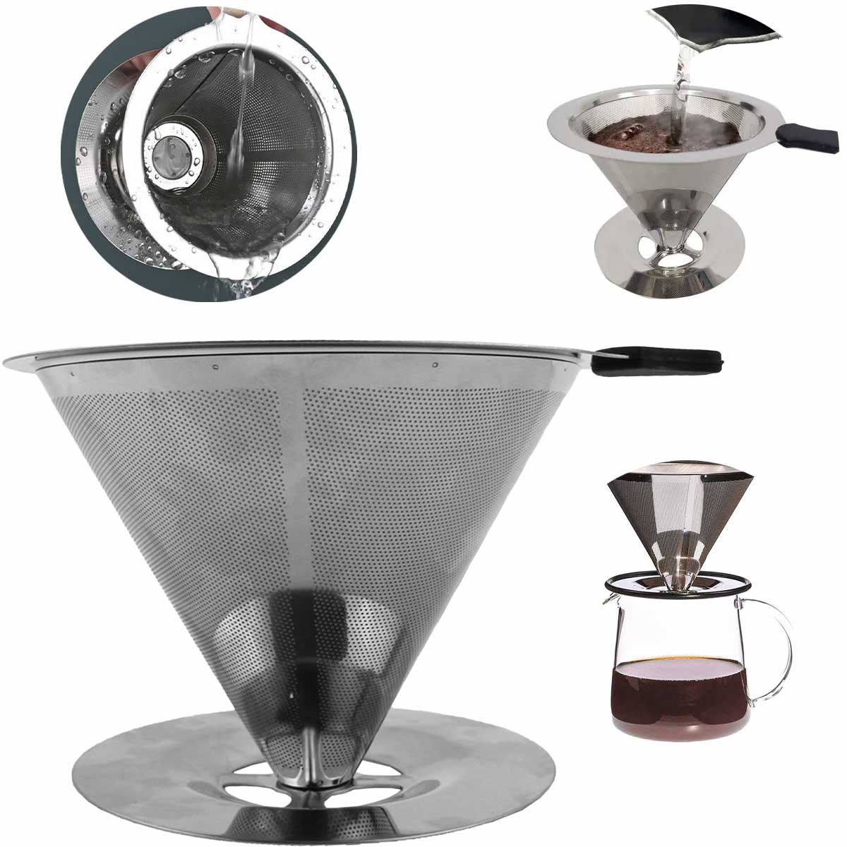 Coador De Café Inox DIASO STORE | Filtro Reutilizável Tamanho 102 - Sem Uso De Papel