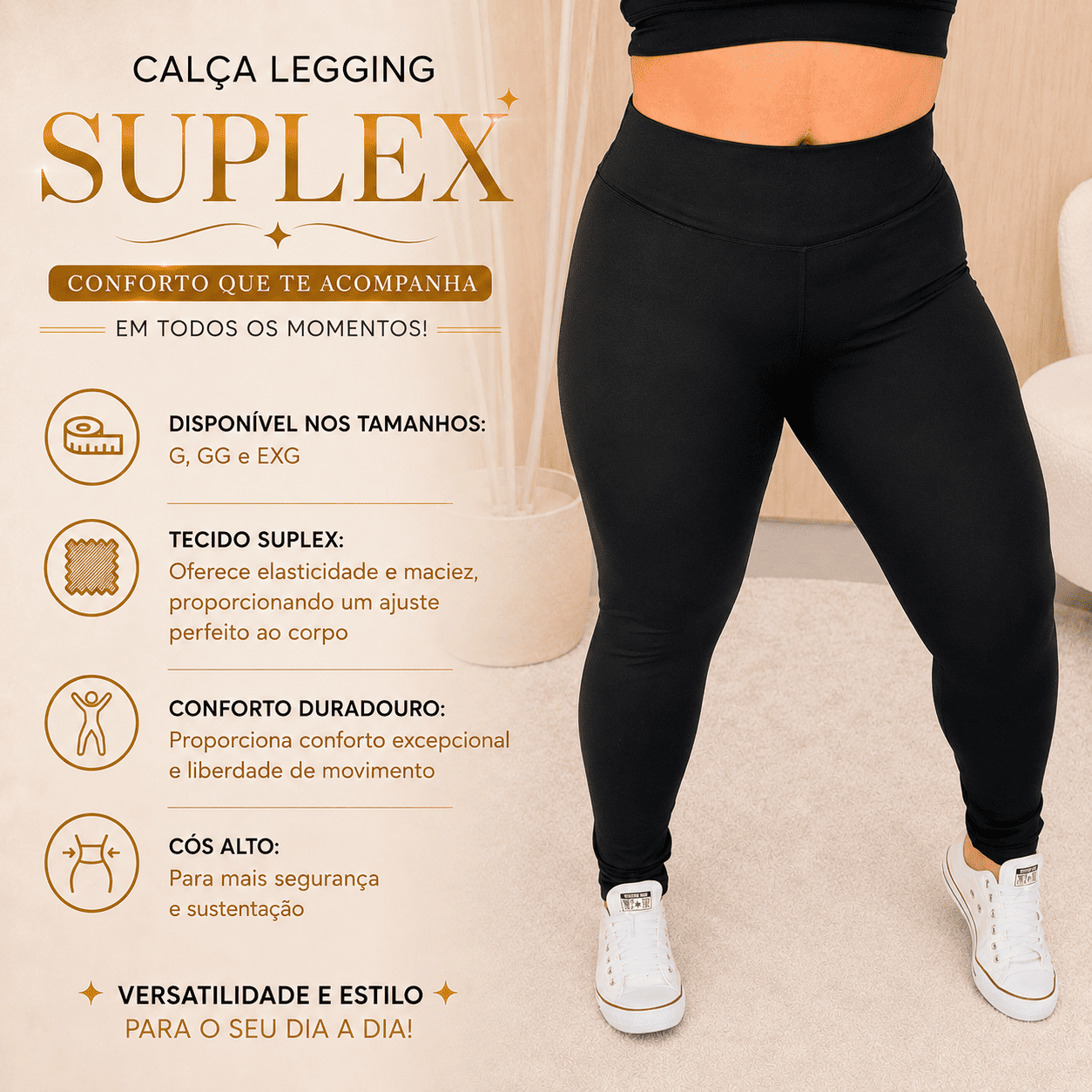 Calça legging suplex - Roupas de Academia Plus Size - Belíssima 48