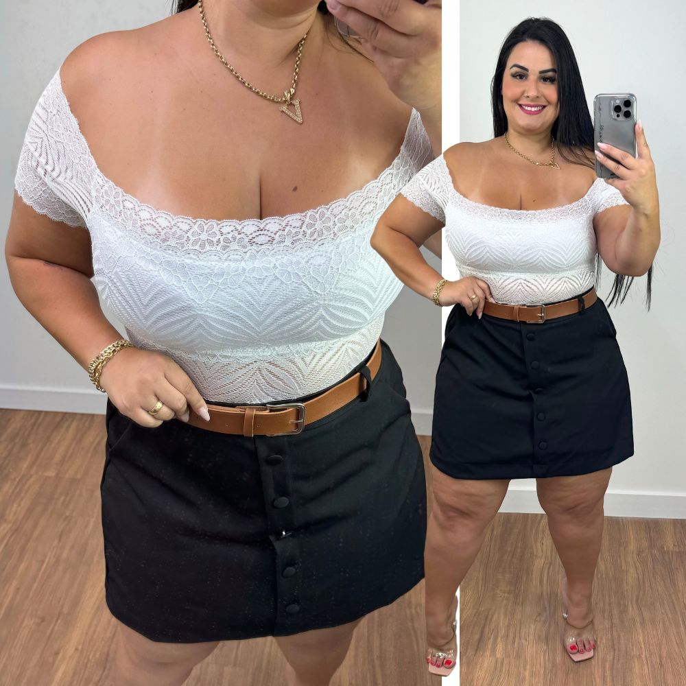 Body Ciganinha Renda Branco Plus Size - Belíssima 48 - Belissima48