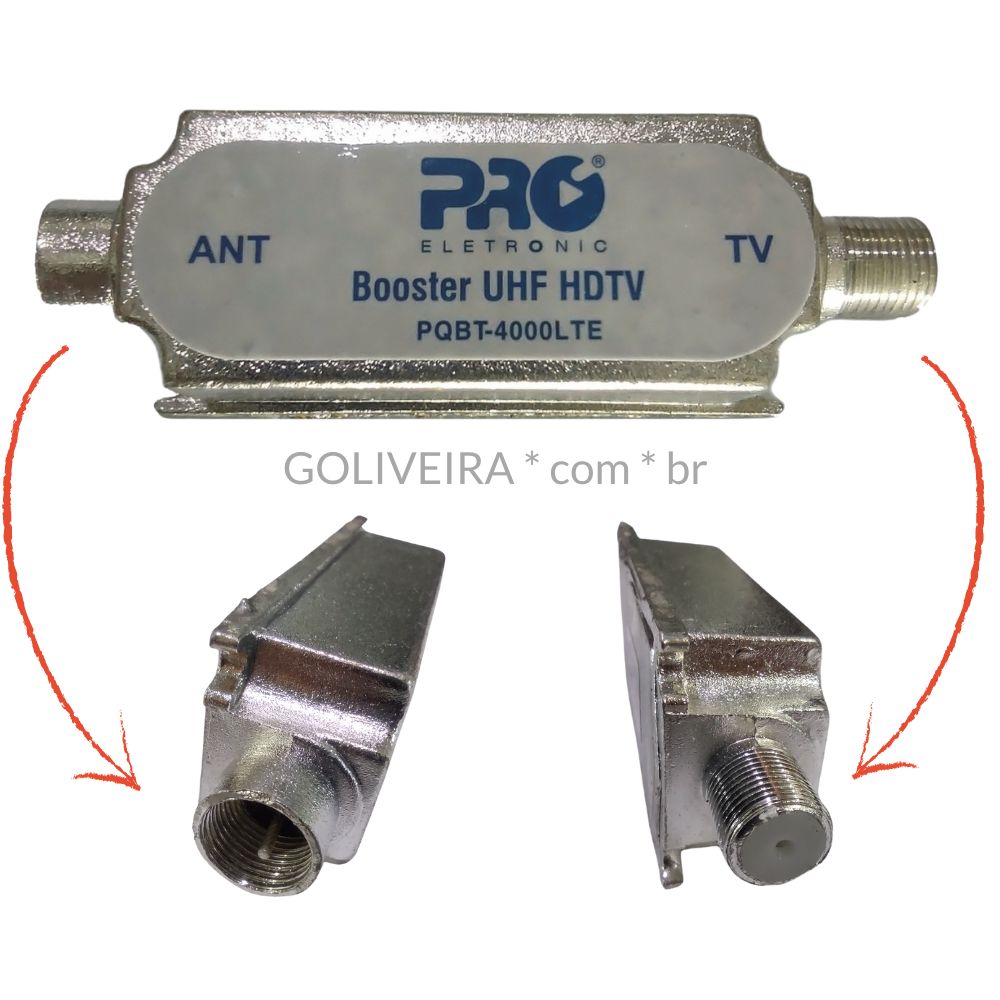 Amplificador de Sinal TV Digital Booster 40dB Proeletronic PQBT-4000A ...