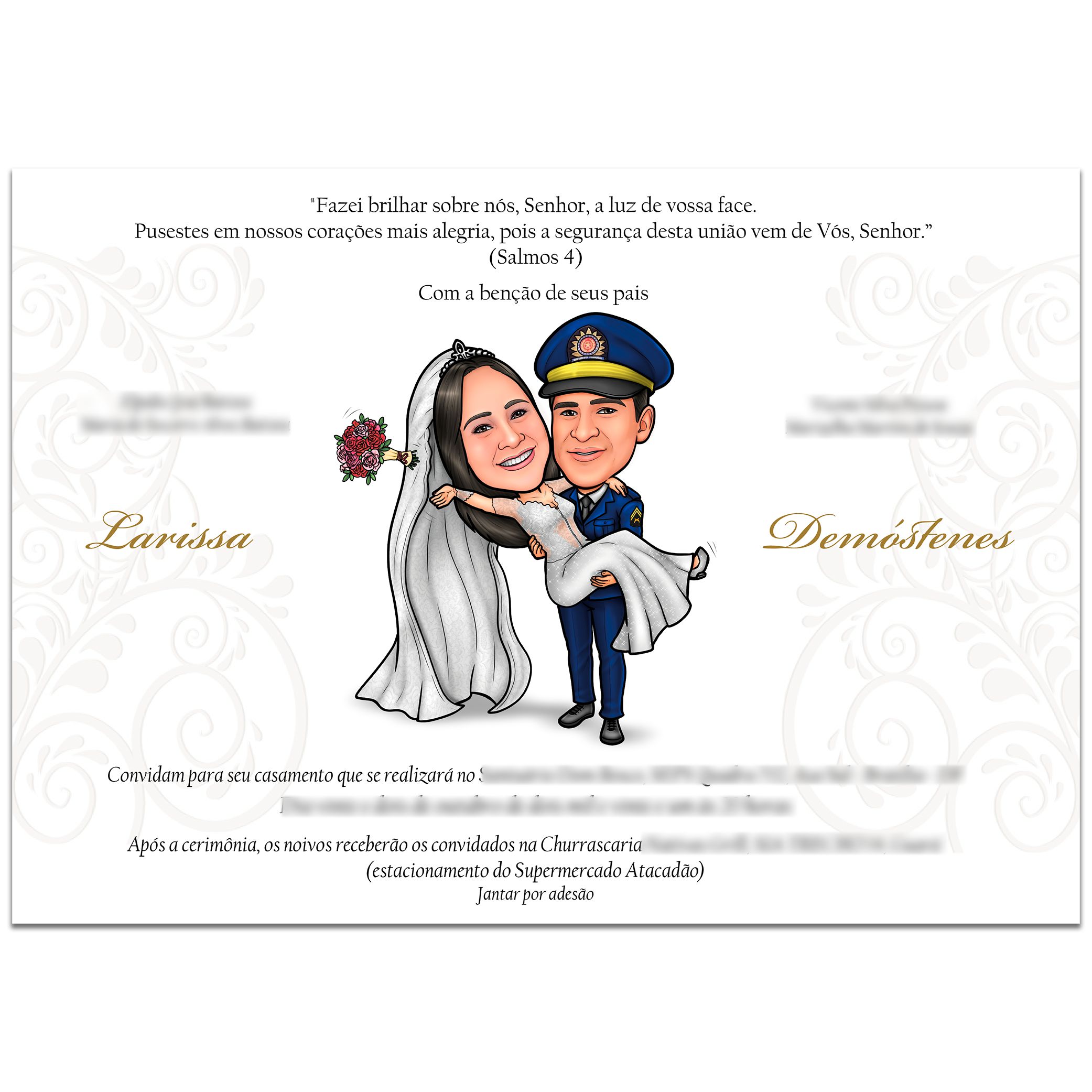 Caricatura - Convite de Casamento Online - Vassão Caricaturas