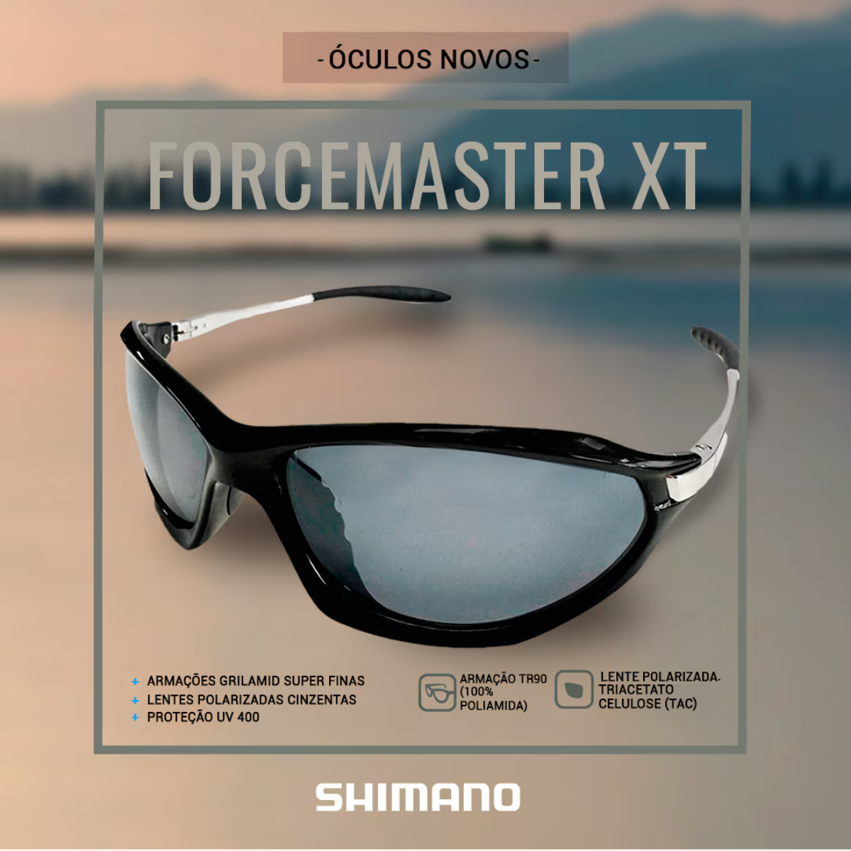 Óculos De Sol Shimano Forcemaster XT Grilamid Cinza Polarizado
