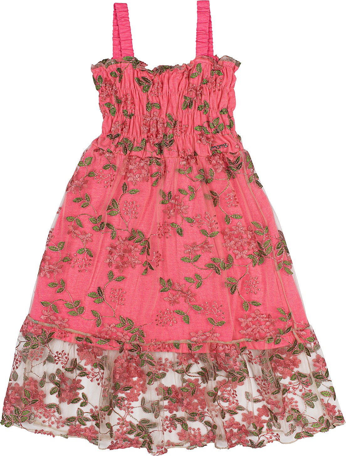 Vestido tule bordado floral 2025