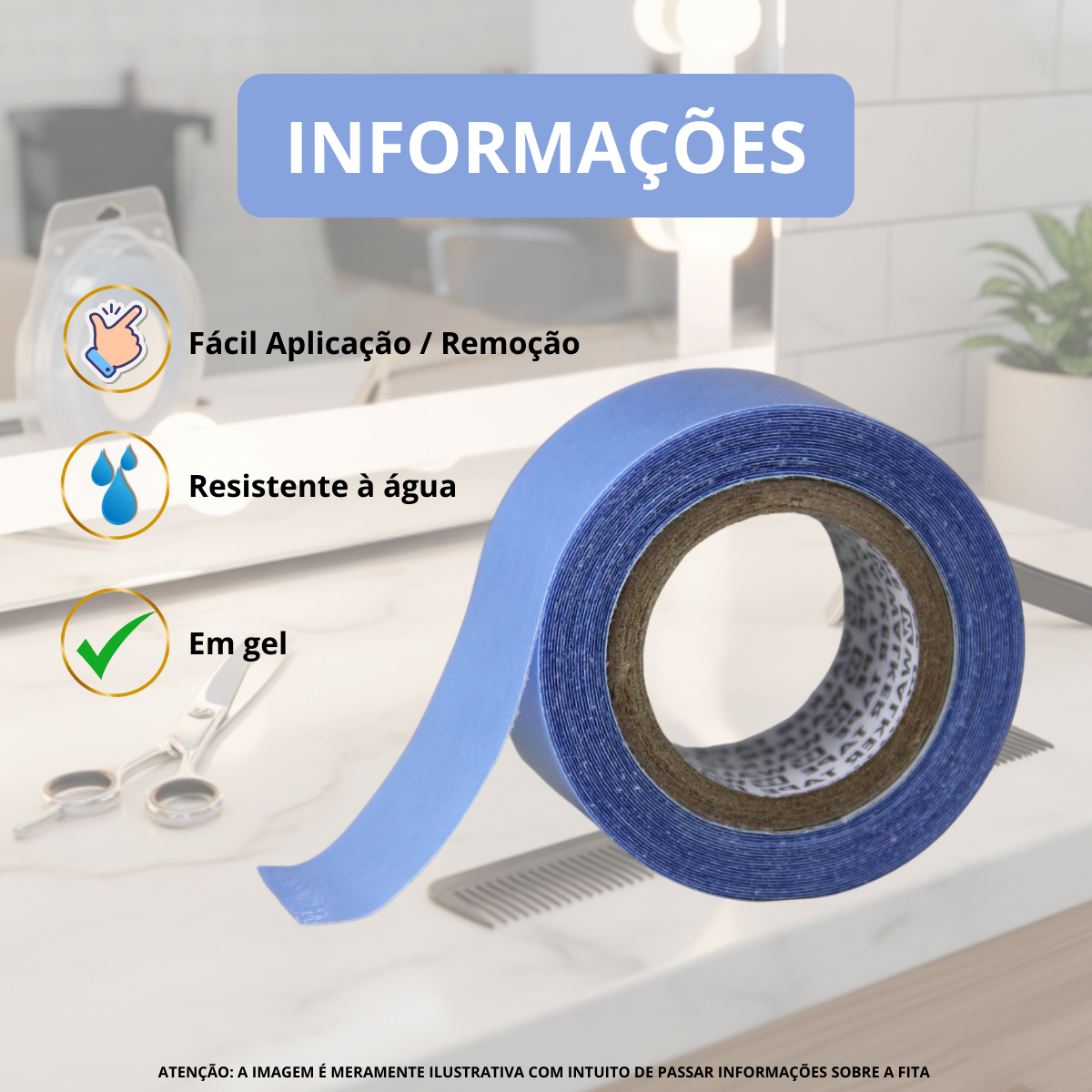 Fita Adesiva Azul Lace Front 12m x 2,5cm Para Prótese Capilar - BHS GROUP