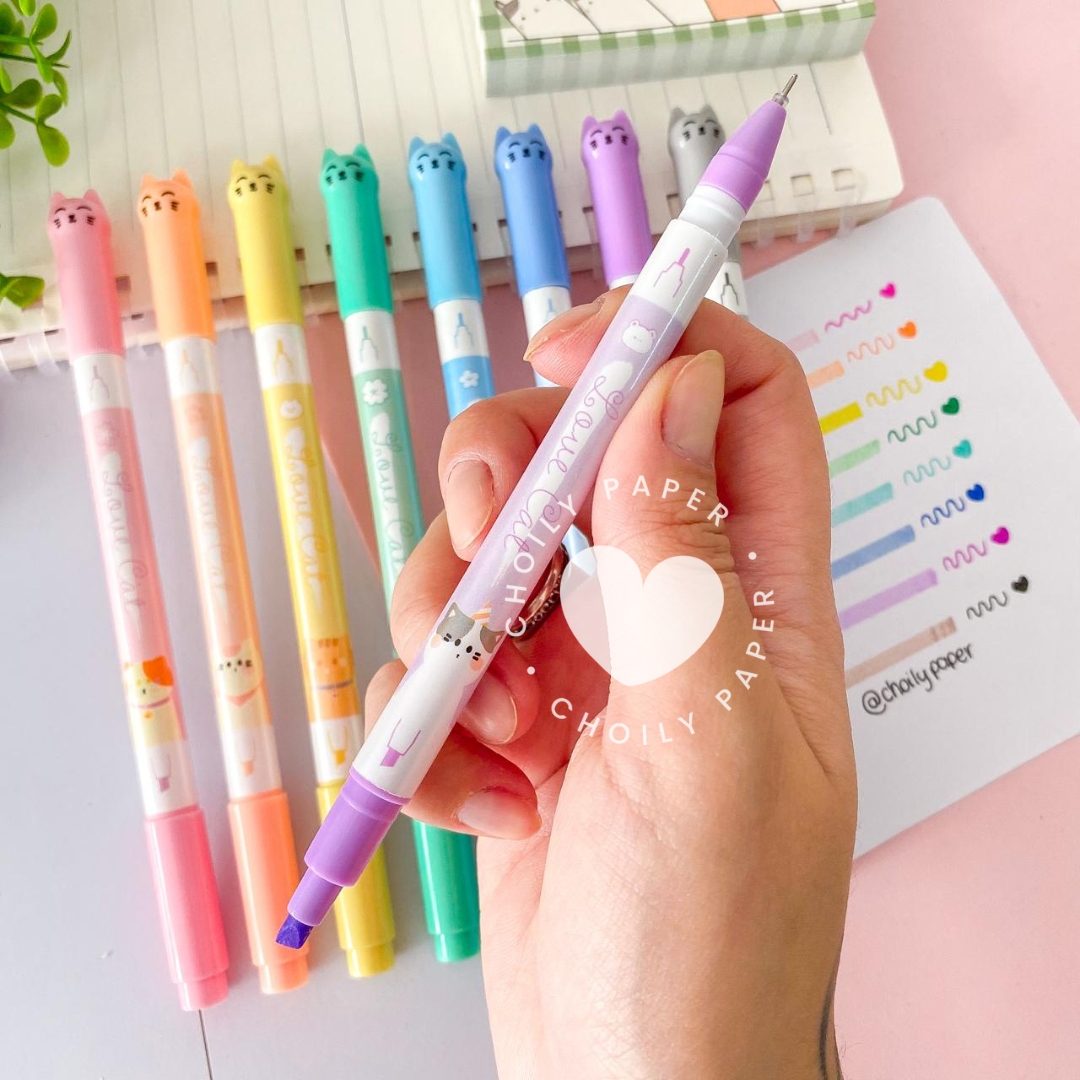 Kit Marca Texto Coração Kawaii - 7 Peças Multicoloridas Fofas