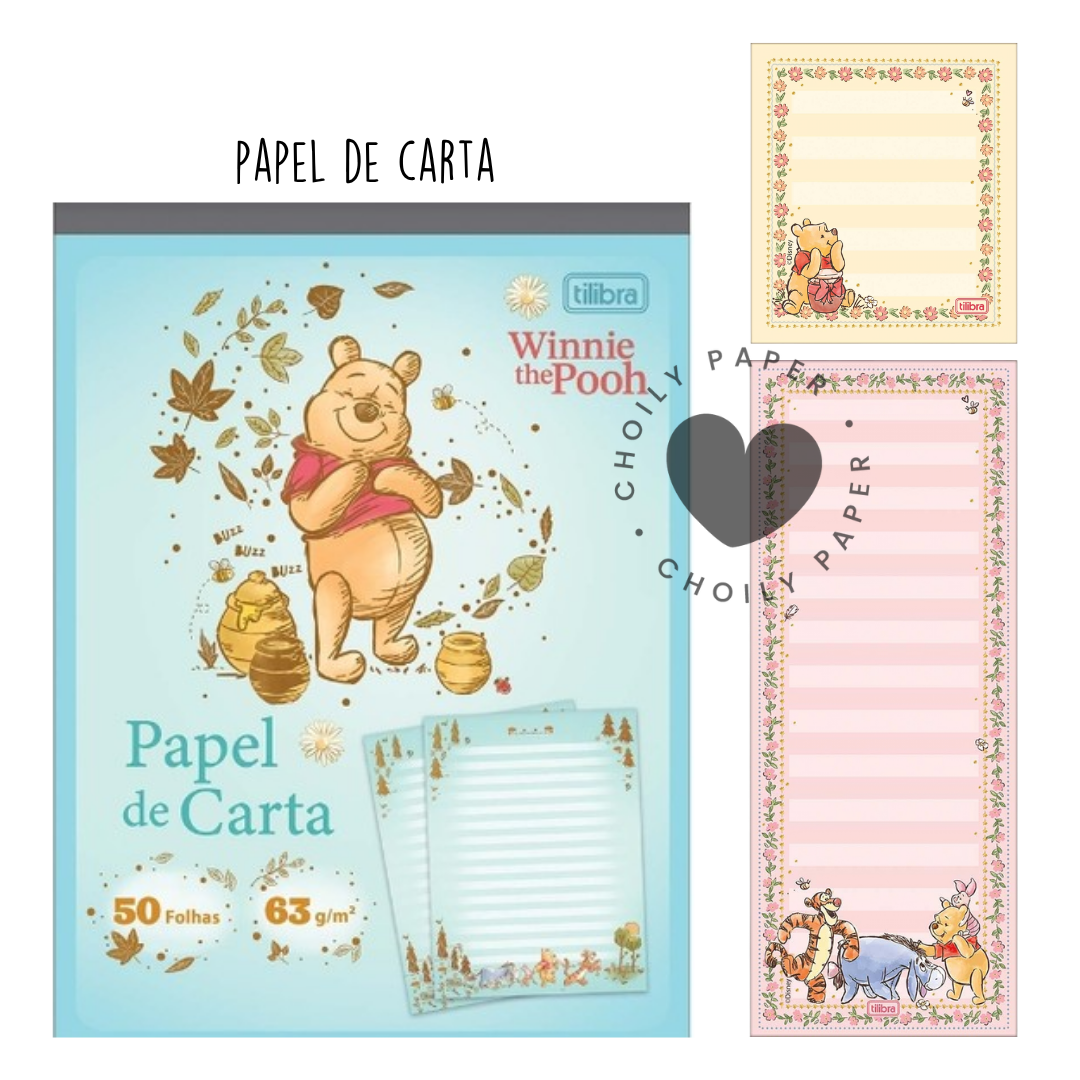 Kit Papel de Carta Pooh -Tilibra - Choily Paper - Papelaria Criativa