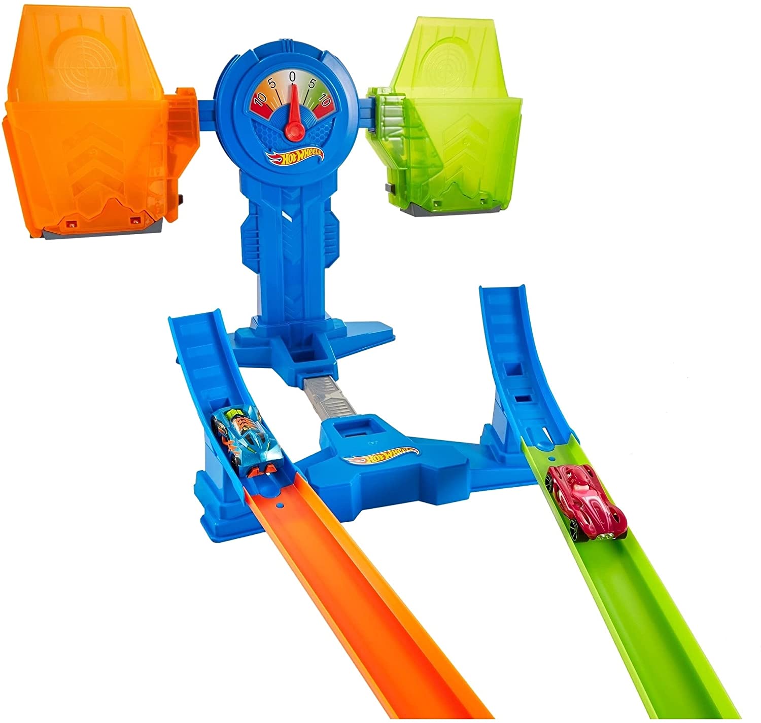 Hot Wheels Báscula Superacrobática – Accesorios Para Pistas De Coches De Juguete, Juego De Competencia Con Cubo Trampa (Mattel FRH34)