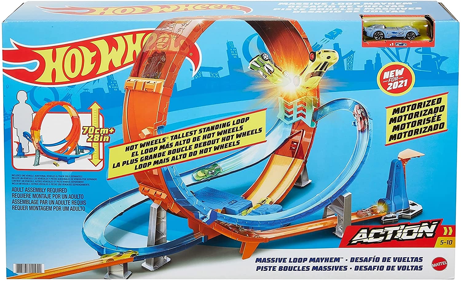 Pista Hot Wheels Loop Star Vuelta 360 Rei do Looping Mattel - Azul