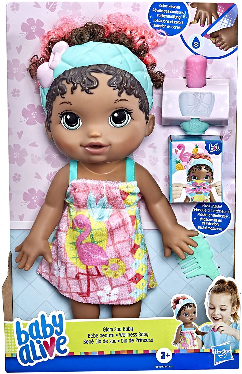 Boneca Baby Alive Glam SPA Dia de Princesa Morena F3565 - Hasbro