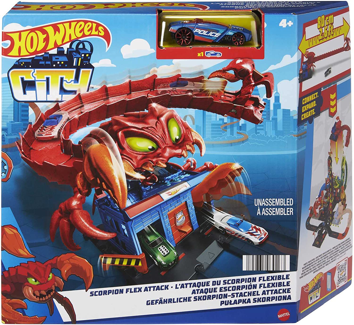 Pista Hot Wheels City Robô Tubarão Mattel Com Carrinho 3 + em