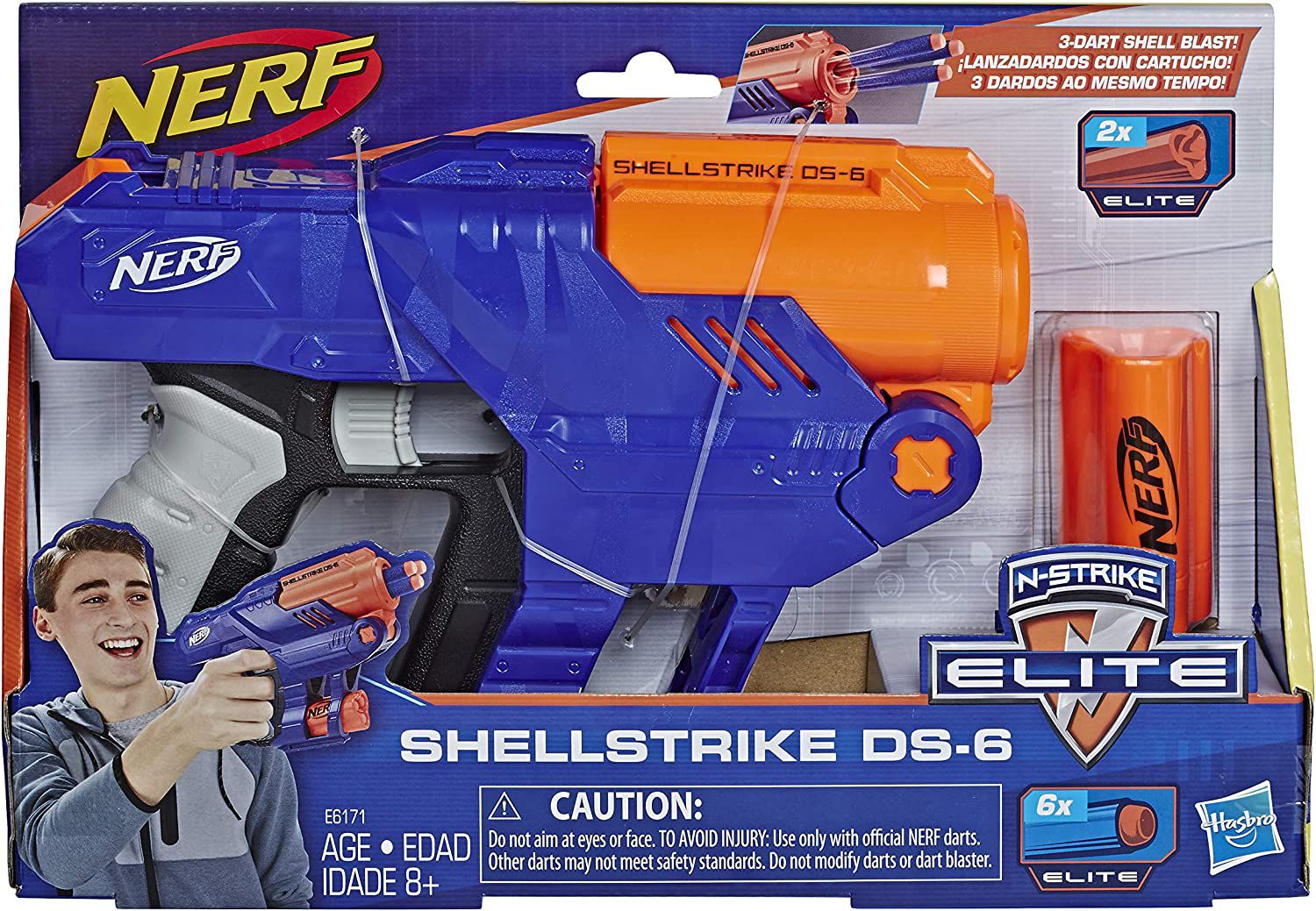 Lançador Dardos Nerf Brinquedo Shellstrike ds-6 Elite E6171 em