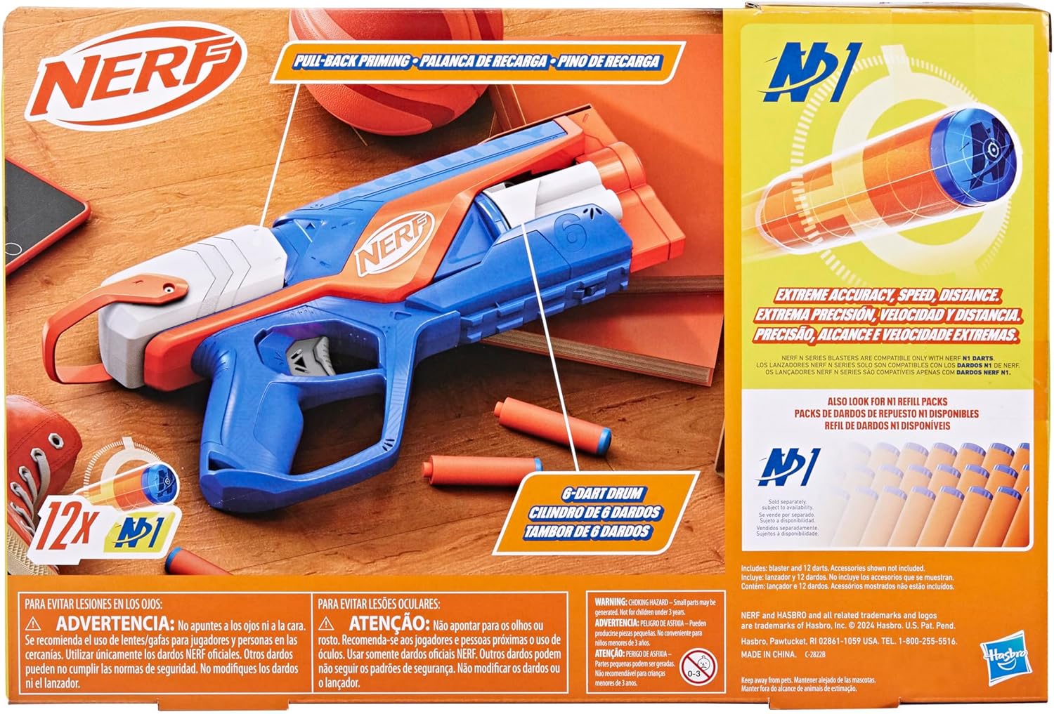 Nerf N Series Agility Blaster - Lanceur Compact 6 Coups Avec 12 Fléchettes N1, Idéal Pour Enfants Et Ados Dès 8 Ans