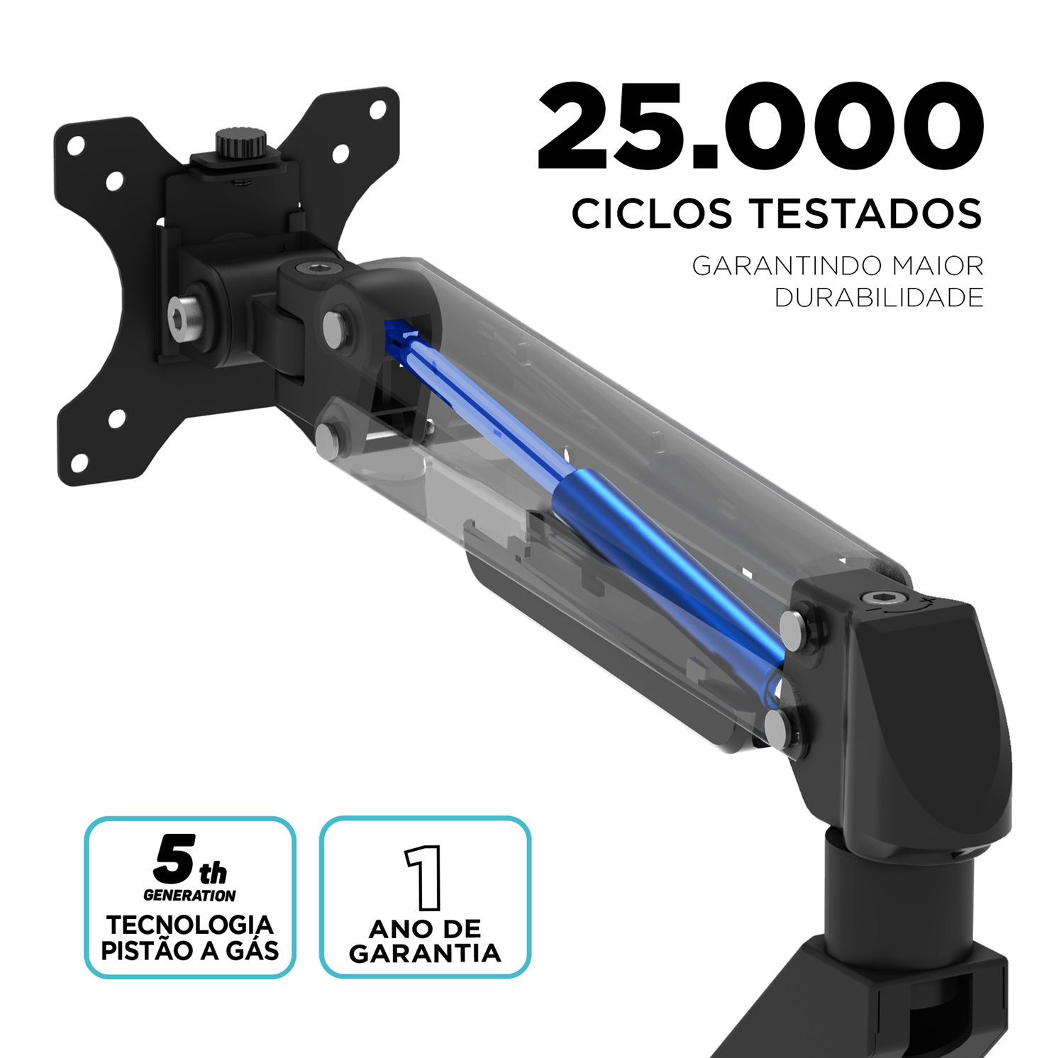 Suporte Articulado de Mesa 22 à 49 Polegadas Pistão a Gás F100MAX ELG ...