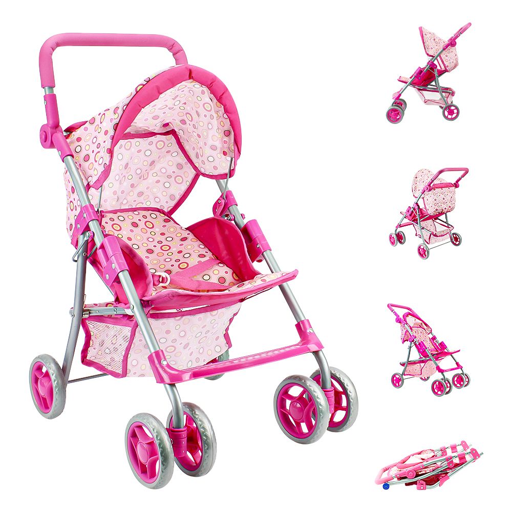 Carrinho de Boneca Infantil Reborn Baby Star Rosa 60 cm - Barra Rey