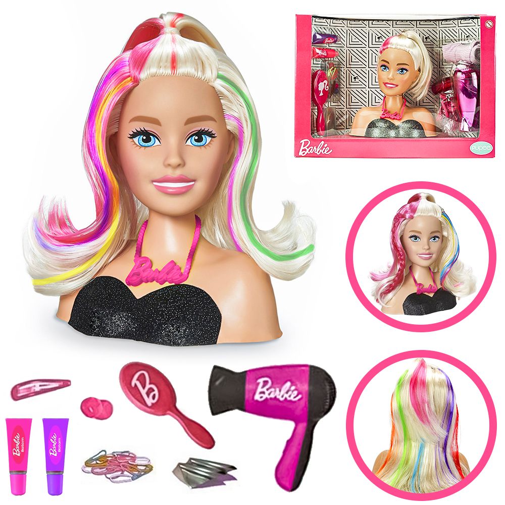 Boneca Barbie Styling Head Faces Busto Barbie Acessórios E