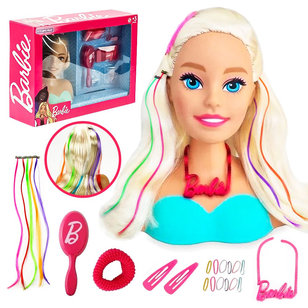 Boneca Barbie Busto Styling Head Faces com 24 Acessórios para