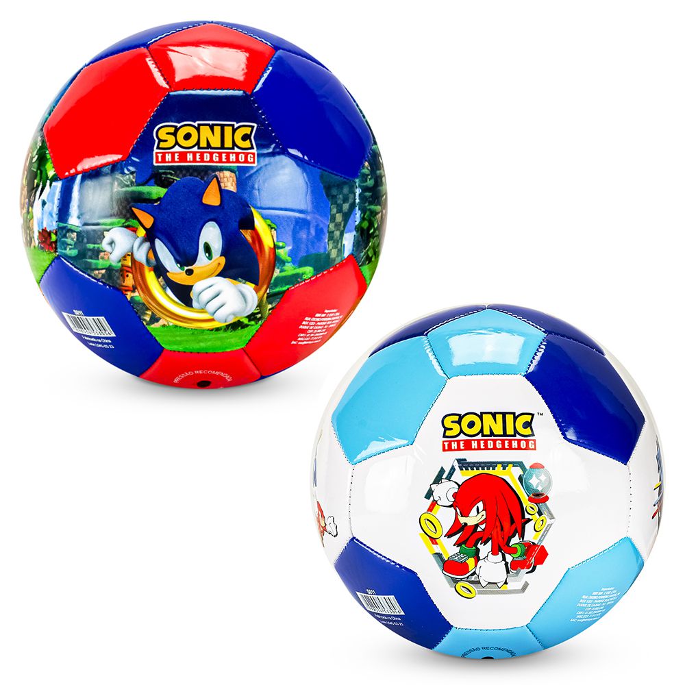 Bola Futebol De Campo Infantil Oficial Sonic Azul E Vermelha