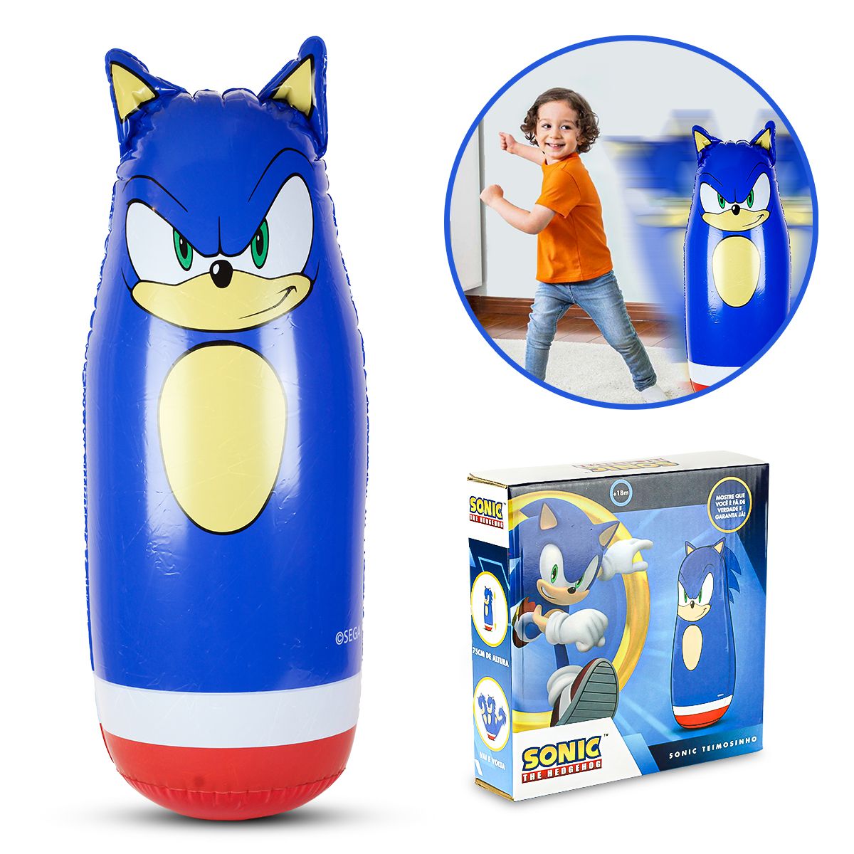 Pelúcia Sonic Azul 30 Cm Com Som