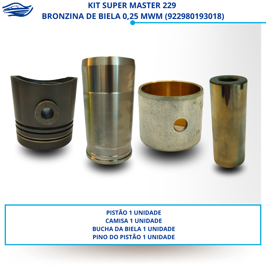 Kit Super Master Motor MWM 299 Bronzina 0,25 922980193018 + Boné