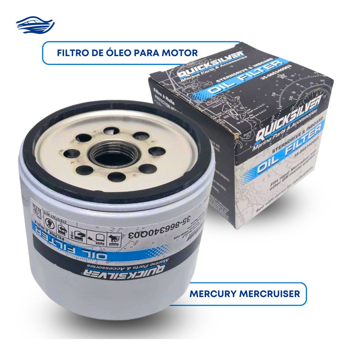 【Ｑ】 Filtro De Óleo Para Motor Mercury Mercruiser 866340Q03 - A Maior