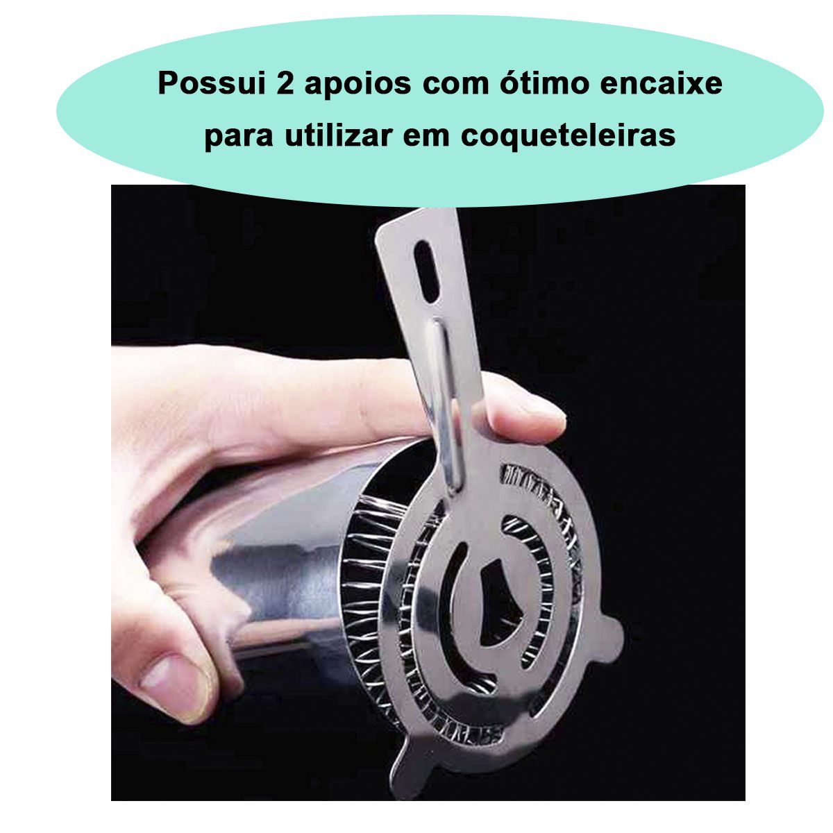 Coador Aço Inox Strainer Bartender Profissional A Colorida Utilidades