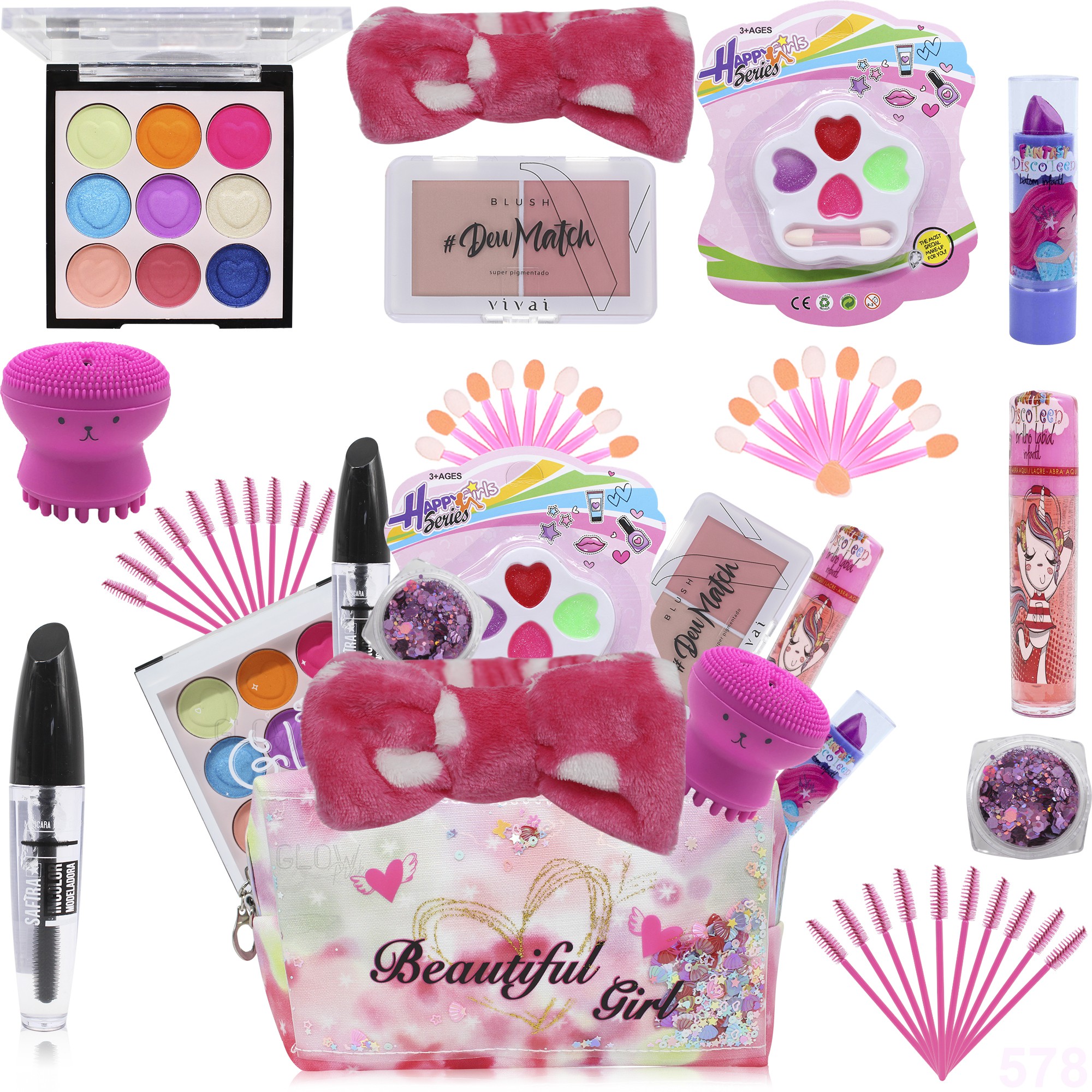 Kit Maquiagem Infantil Completo Com Bolsa Unicornio