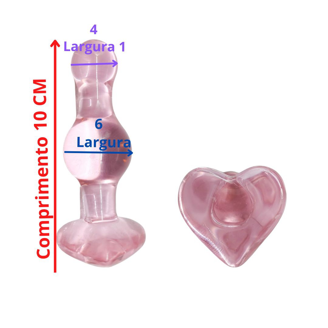 L62) Plug Anal de Vidro com Ondulao - Formato de Corao - Libb Sex Toys  - Importadora Atacado Sex Shop