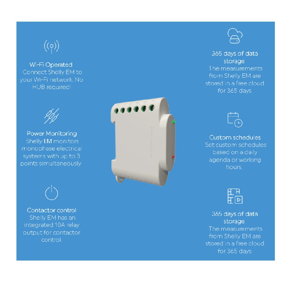 Medidor de Energia Shelly 110/220/380Vac | Melhor Preço - Erasolar Energia