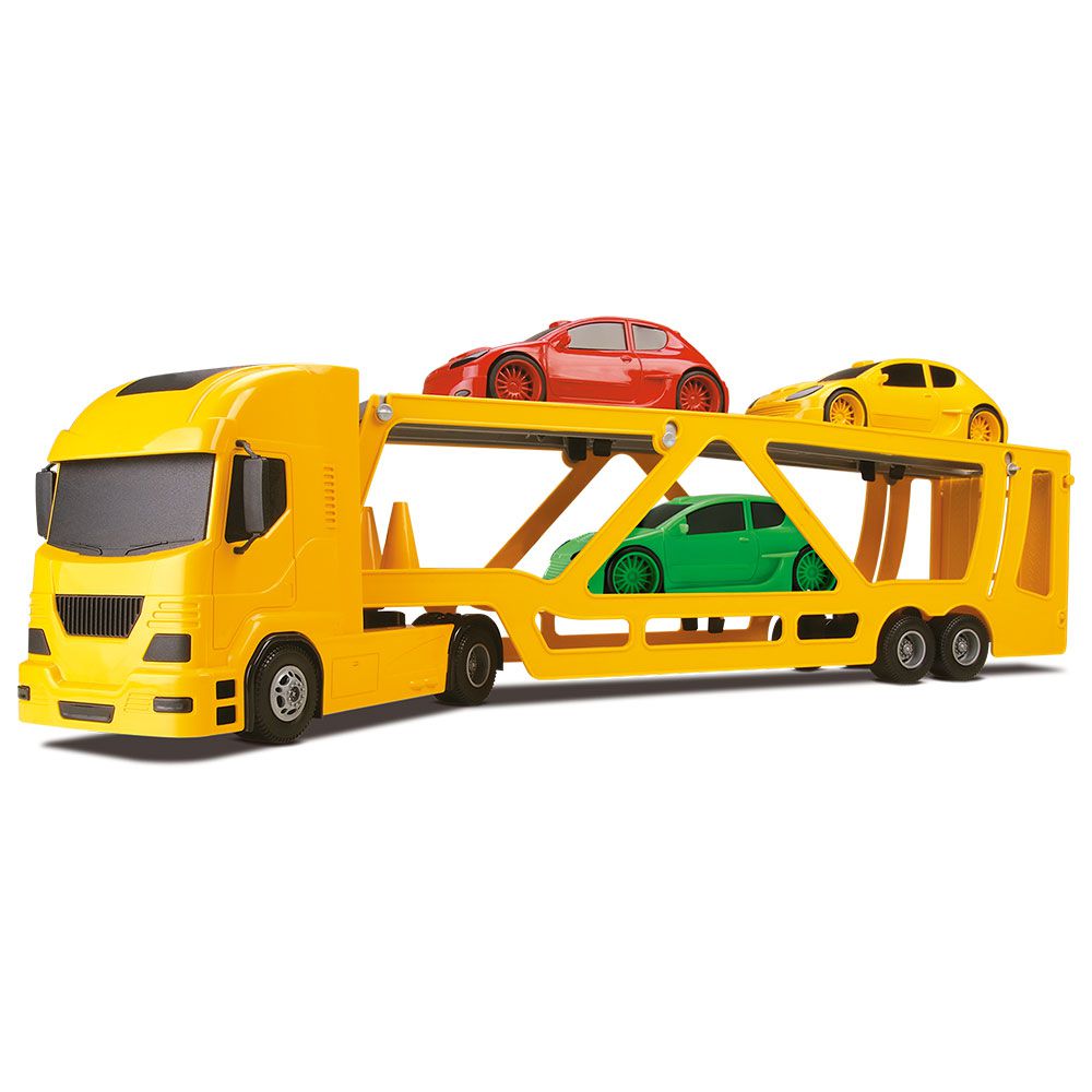 Kit 1 Caminhão Cegonheira C/ 2 Carrinhos Caminhão Reboque Cegonha C/  Carrinho + 1 Onibus Buzão Brinquedo Infantil - Escorrega o Preço