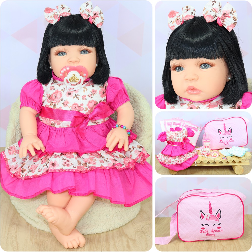 Boneca Bebê Reborn Verdade Barata 53cm Princesa + Bolsa