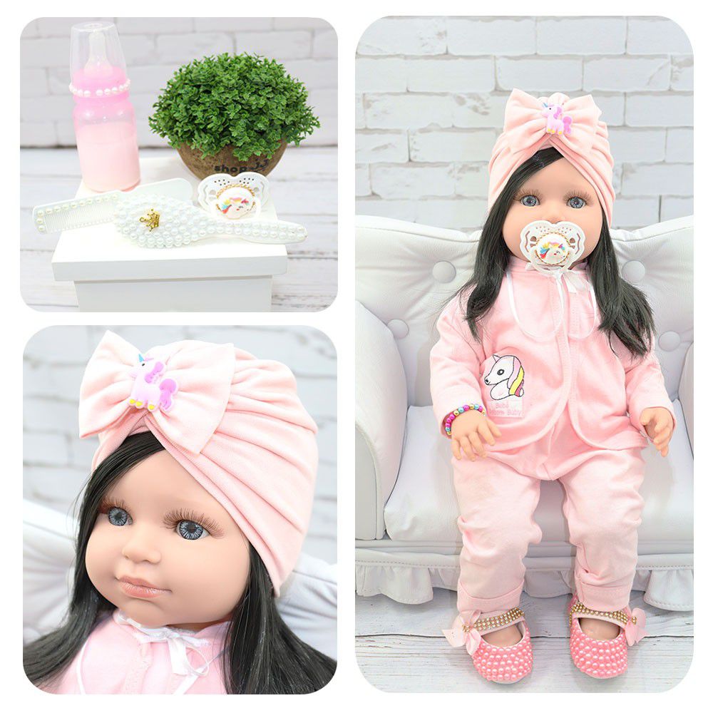 Boneca Bebê Reborn Princesa Morena Roupa Rosa 53cm - ShopJJ - Brinquedos, Bebe  Reborn e Utilidades