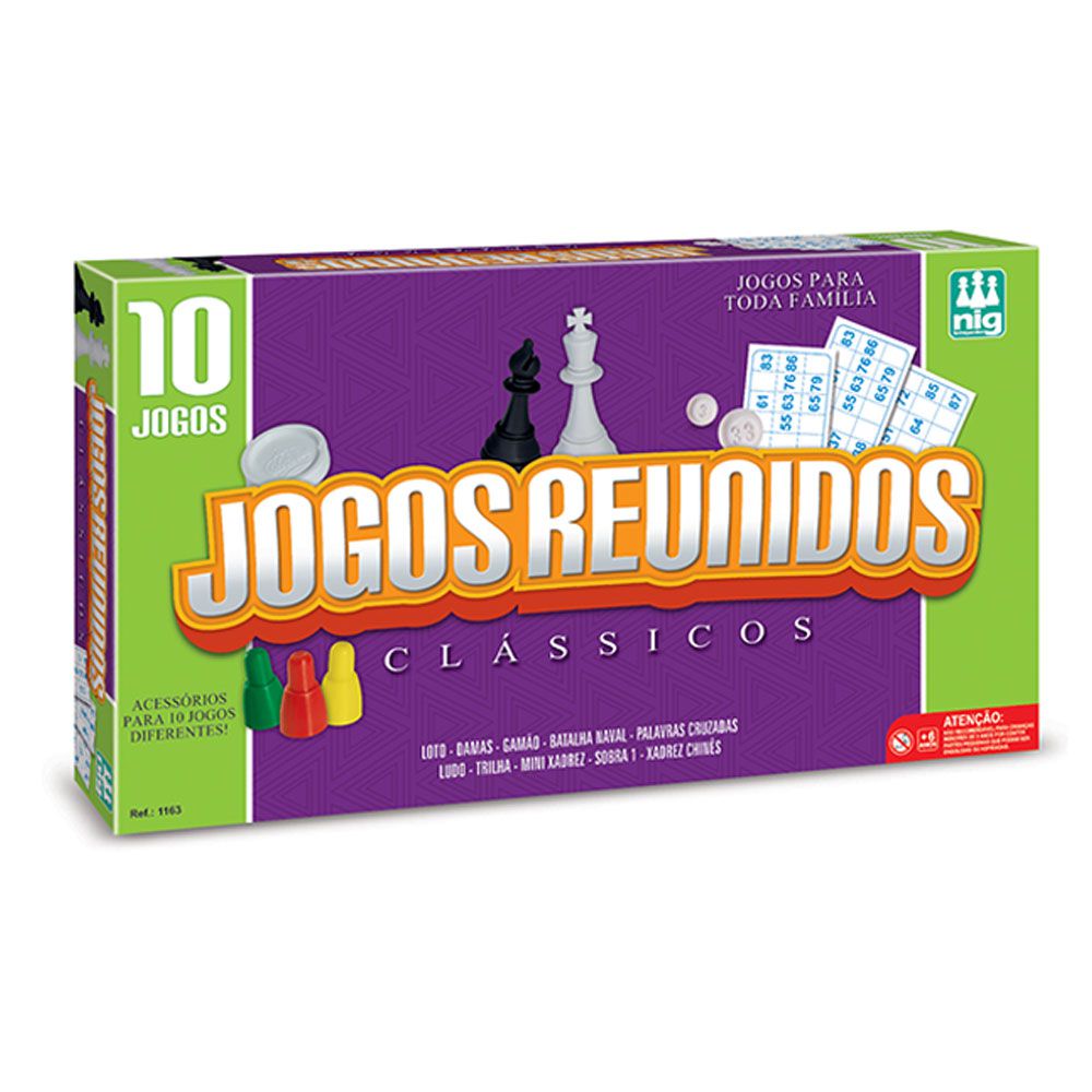 Jogos De Tabuleiro Reunidos 18 Em 1 - Nig Brinquedos - Jogo de