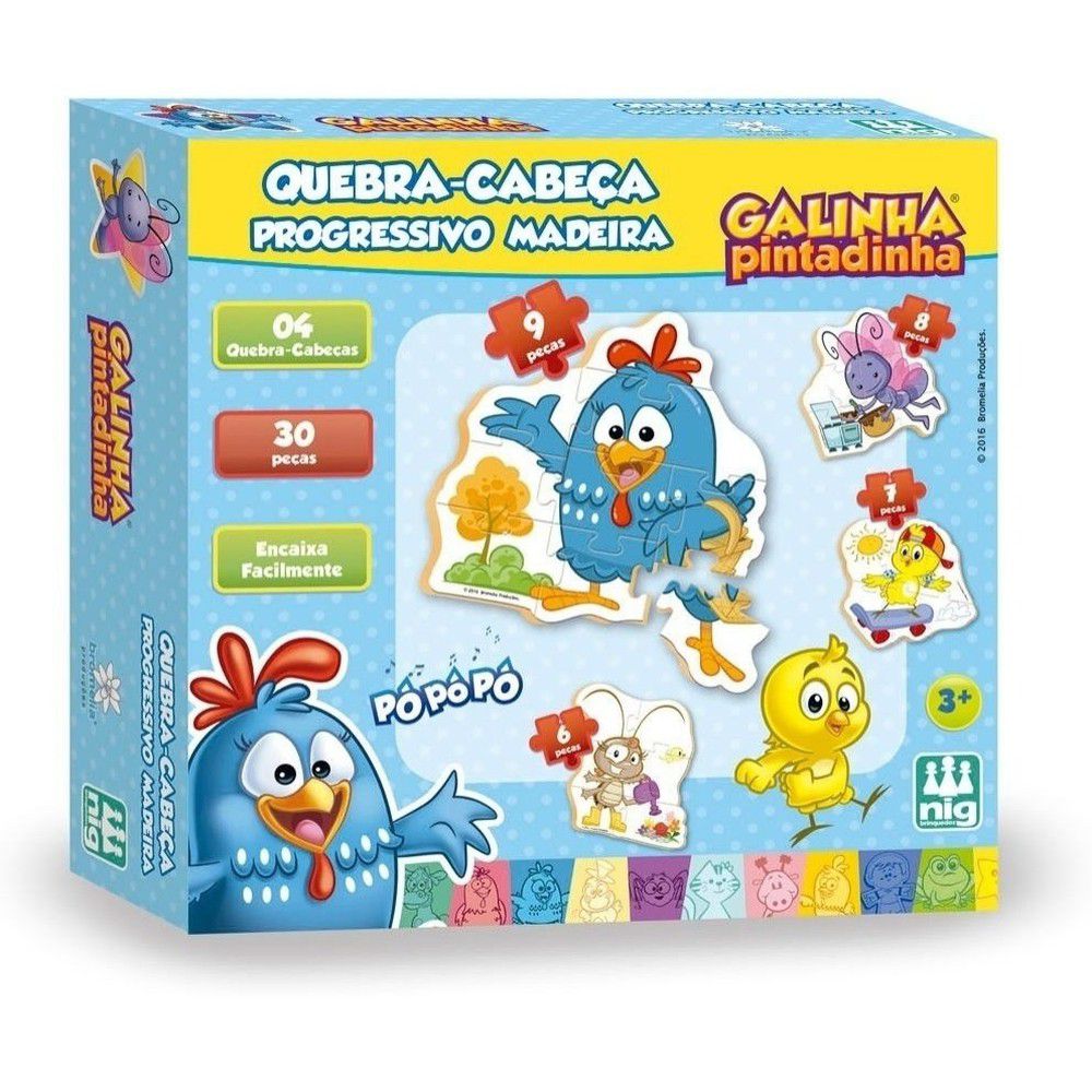 Quebra-Cabeça Galinha Pintadinha Infantil Madeira Raciocínio