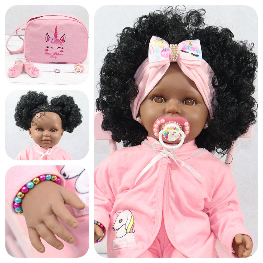 Boneca Bebe Reborn Morena Em Tecido Realista Original 60cm