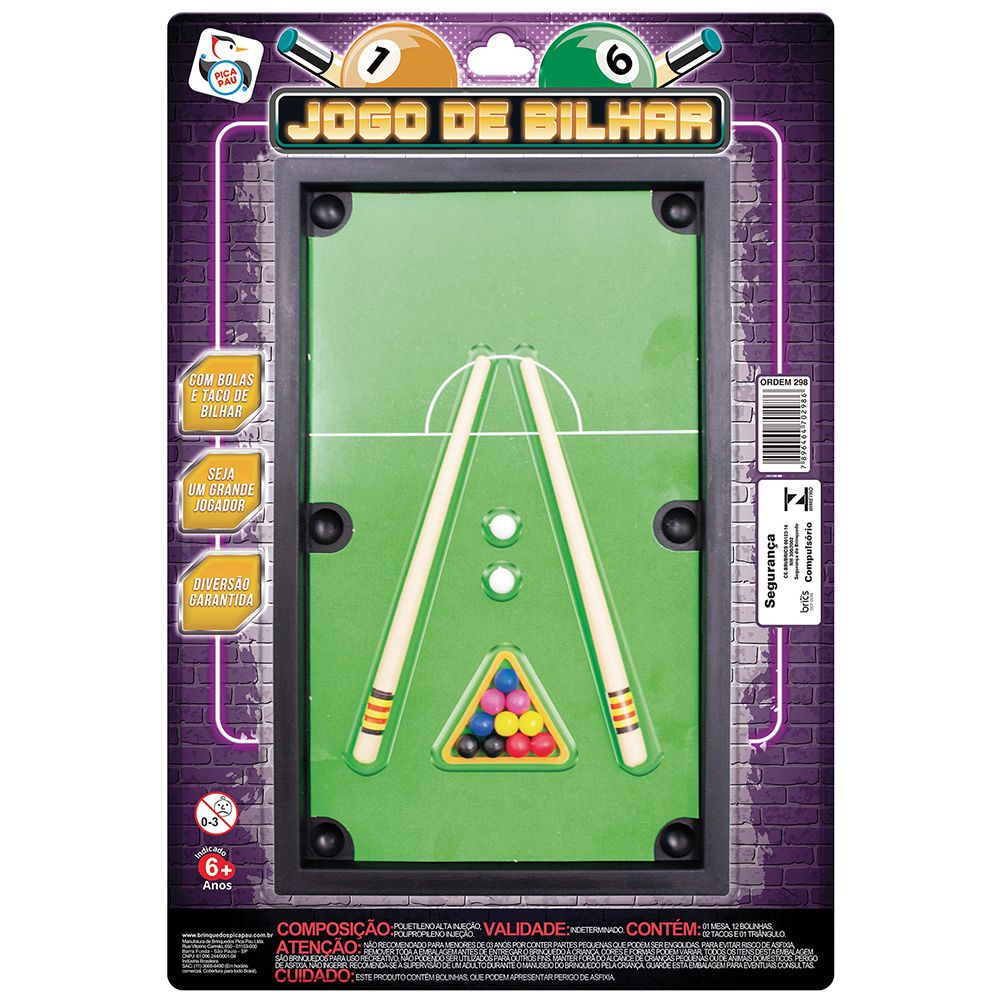 Jogo Mini Mesa Sinuca Bilhar Snooker Infantil Art Game