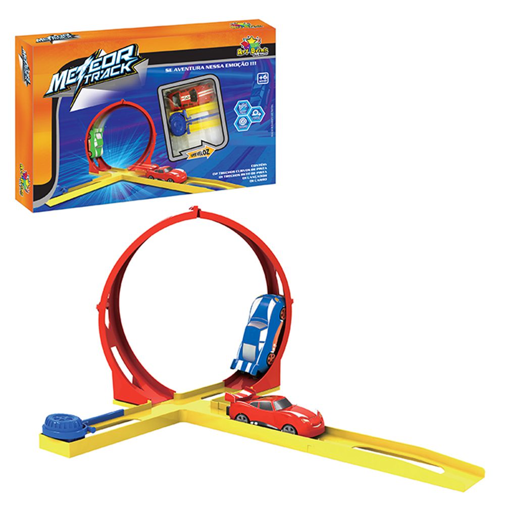 Pista Corrida Carrinho Brinquedo Infantil Looping 360 + 1 Moto Incluso no  Shoptime