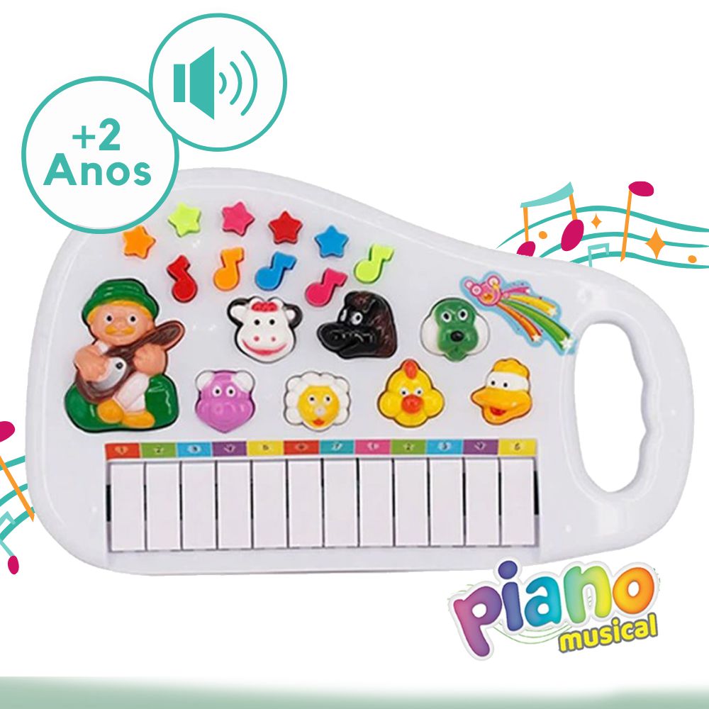 Piano Brinquedo Infantil Musical Teclado Pedagógico Branco