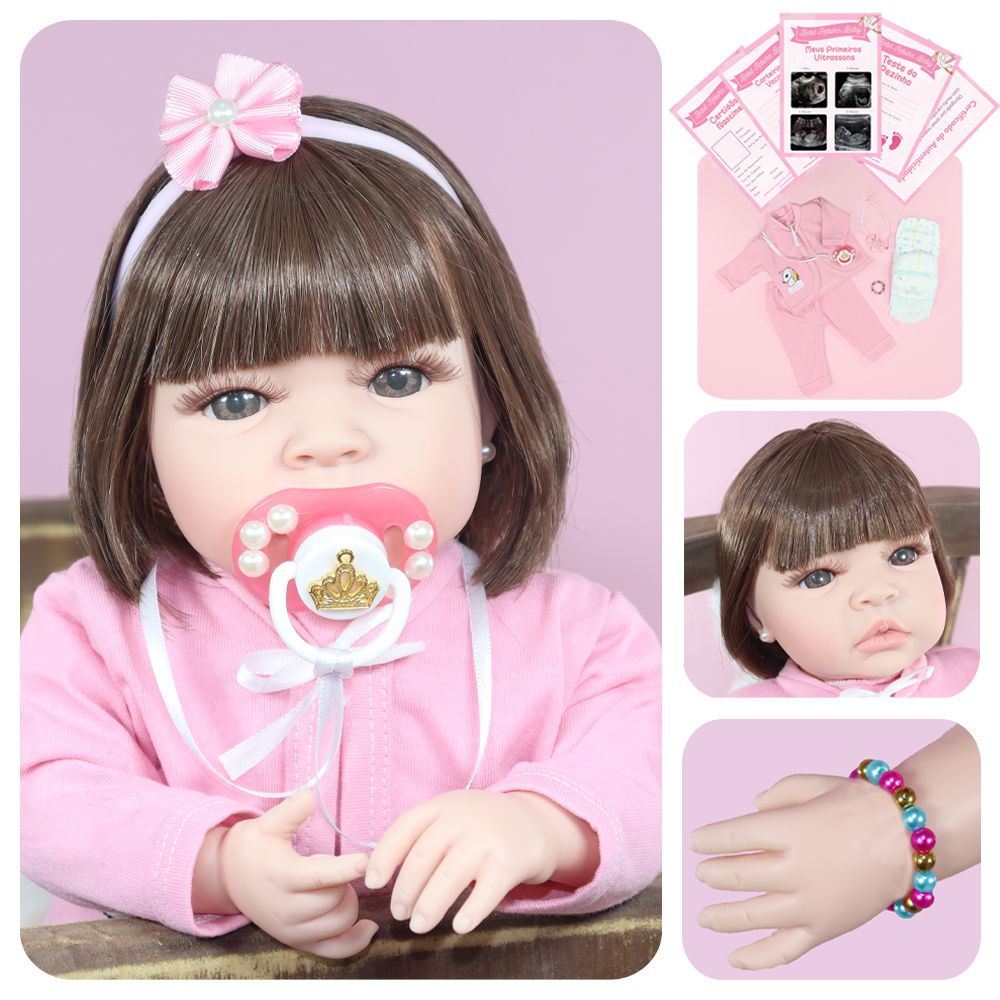 Bonecas bebe reborn menino e menina boneca realista 43cm 32 acessorios bebe  reborn baby