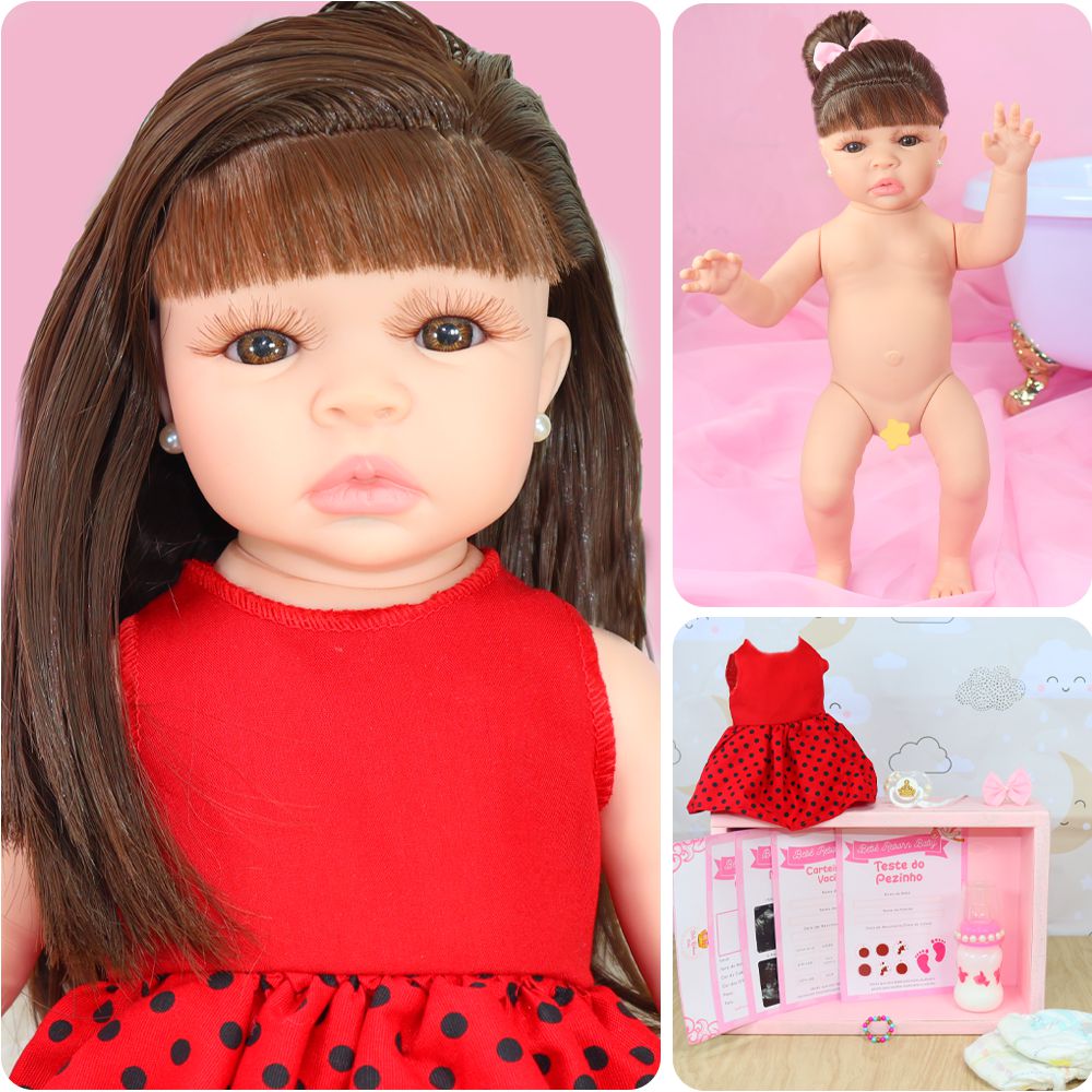 Boneca Bebê Reborn Muito Linda Vermelha Morena ários Itens - ShopJJ -  Brinquedos, Bebe Reborn e Utilidades