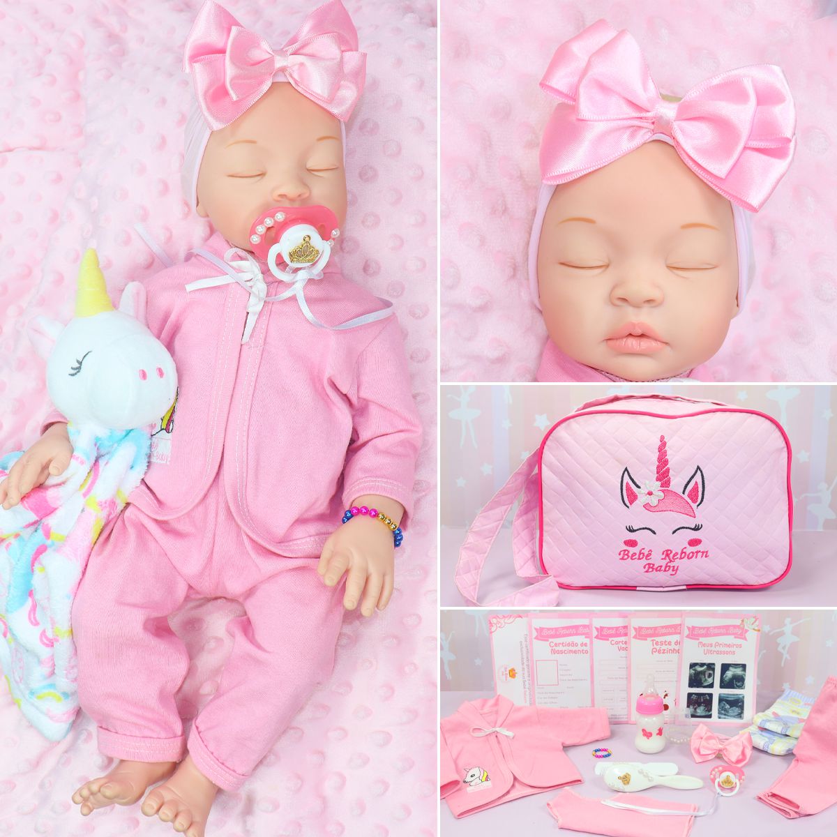 Boneca Bebe Reborn Realista Silicone + Pente e Escova - Cor