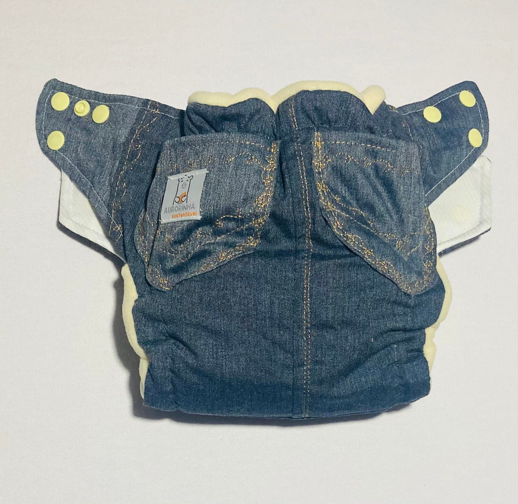 Fraldas Pocket Calça Jeans - 100% algodão - Fraldas Aurorinha Sustentável