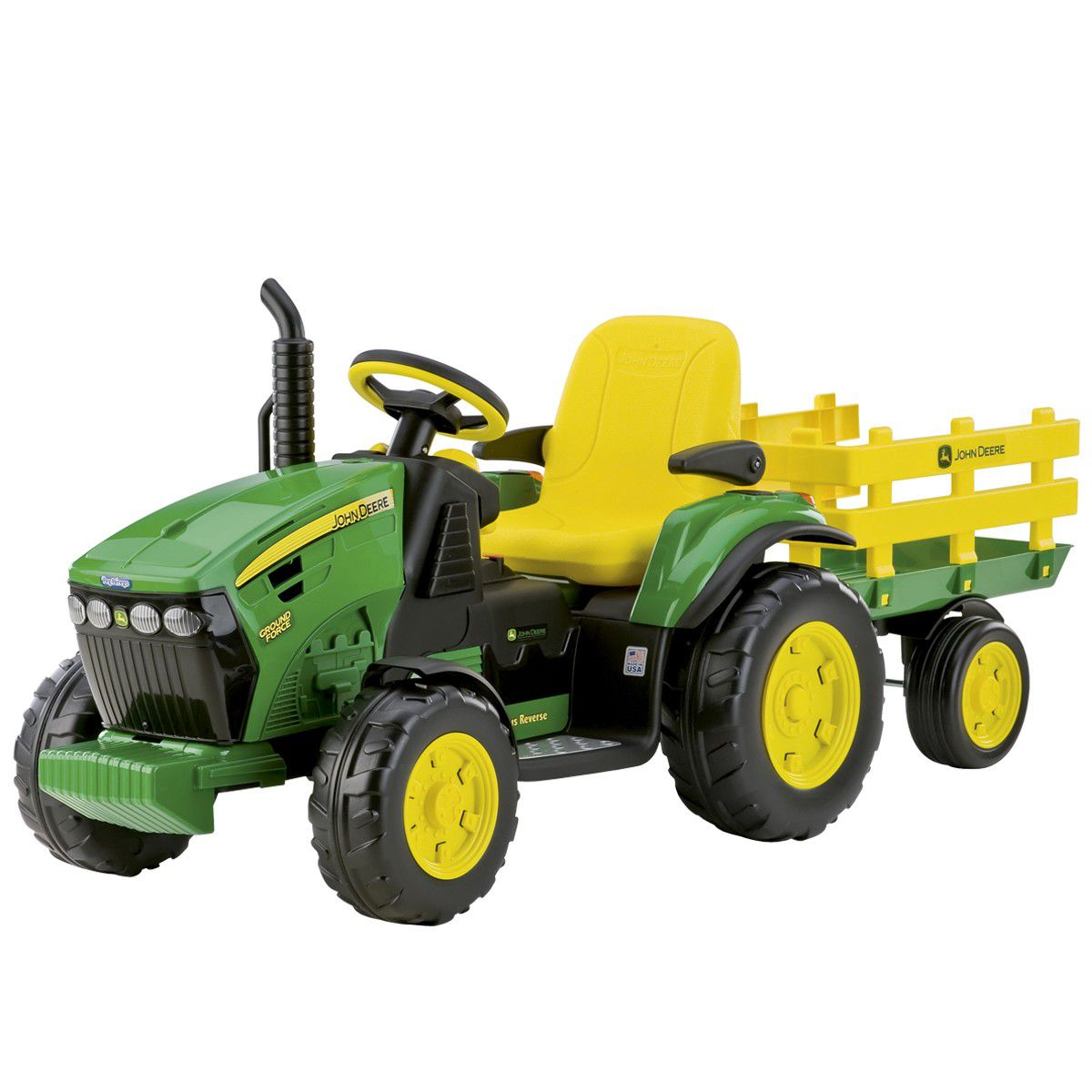 Jt2d Trator Elétrico Infantil Com Reboque 22 W 3km/h Amarelo