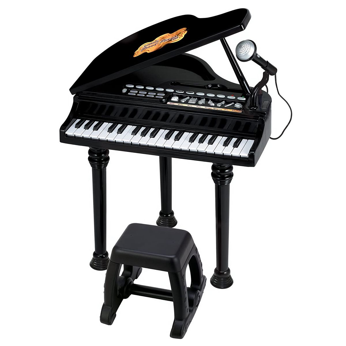 Piano Infantil Com Banquinho Importway Rosa