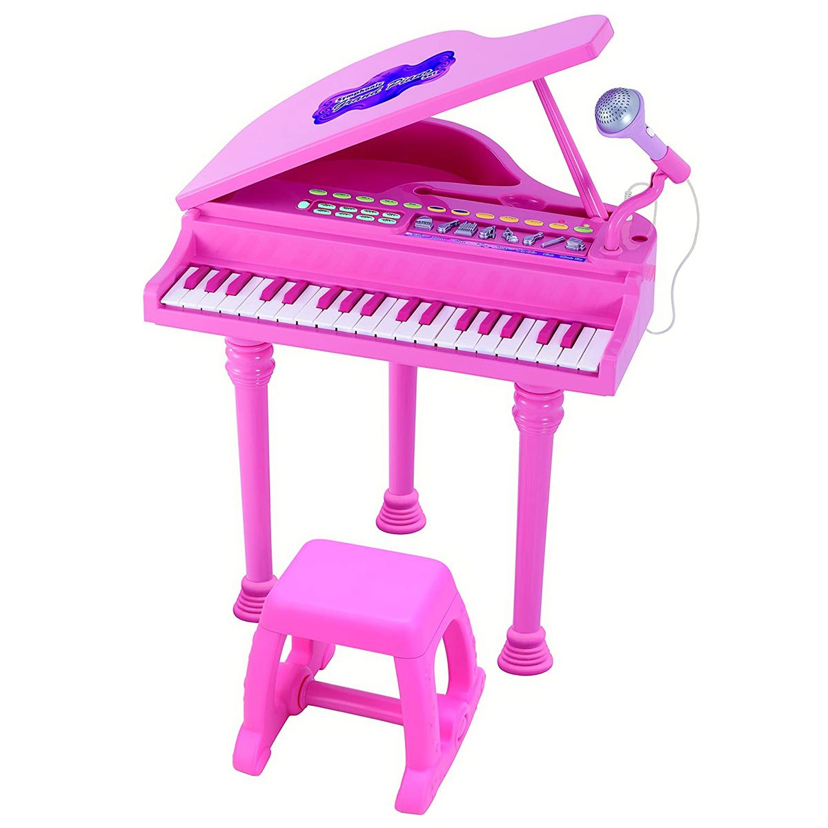 Piano Infantil Com Banquinho Importway Rosa