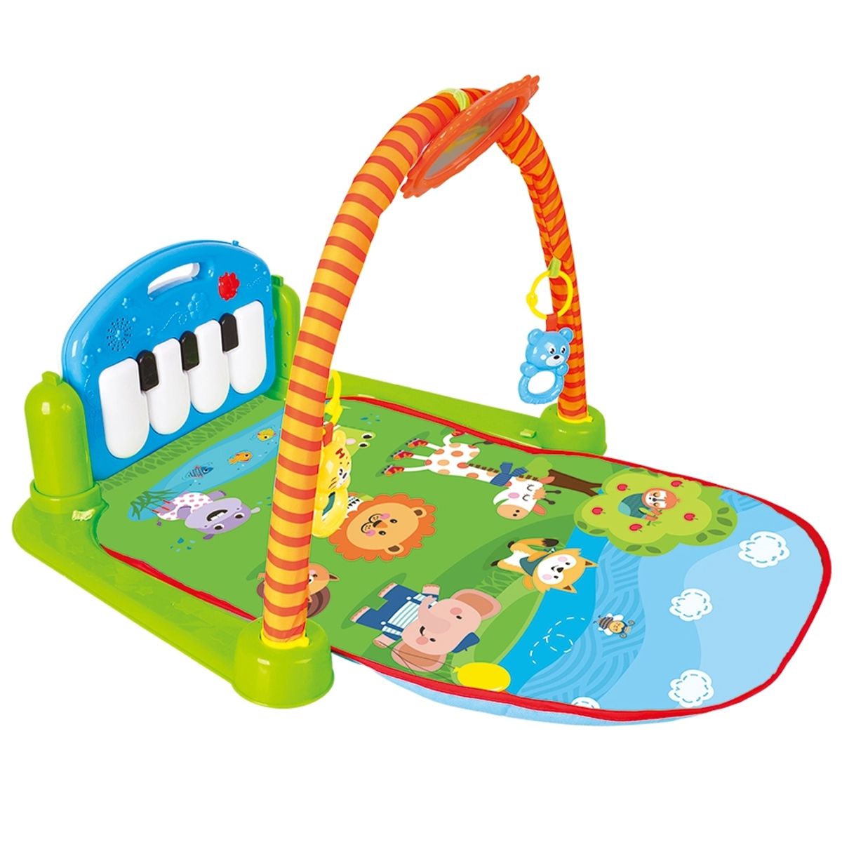 Piano Infantil Musical Educativo + Kit 3 Chocalhos Para Bebe